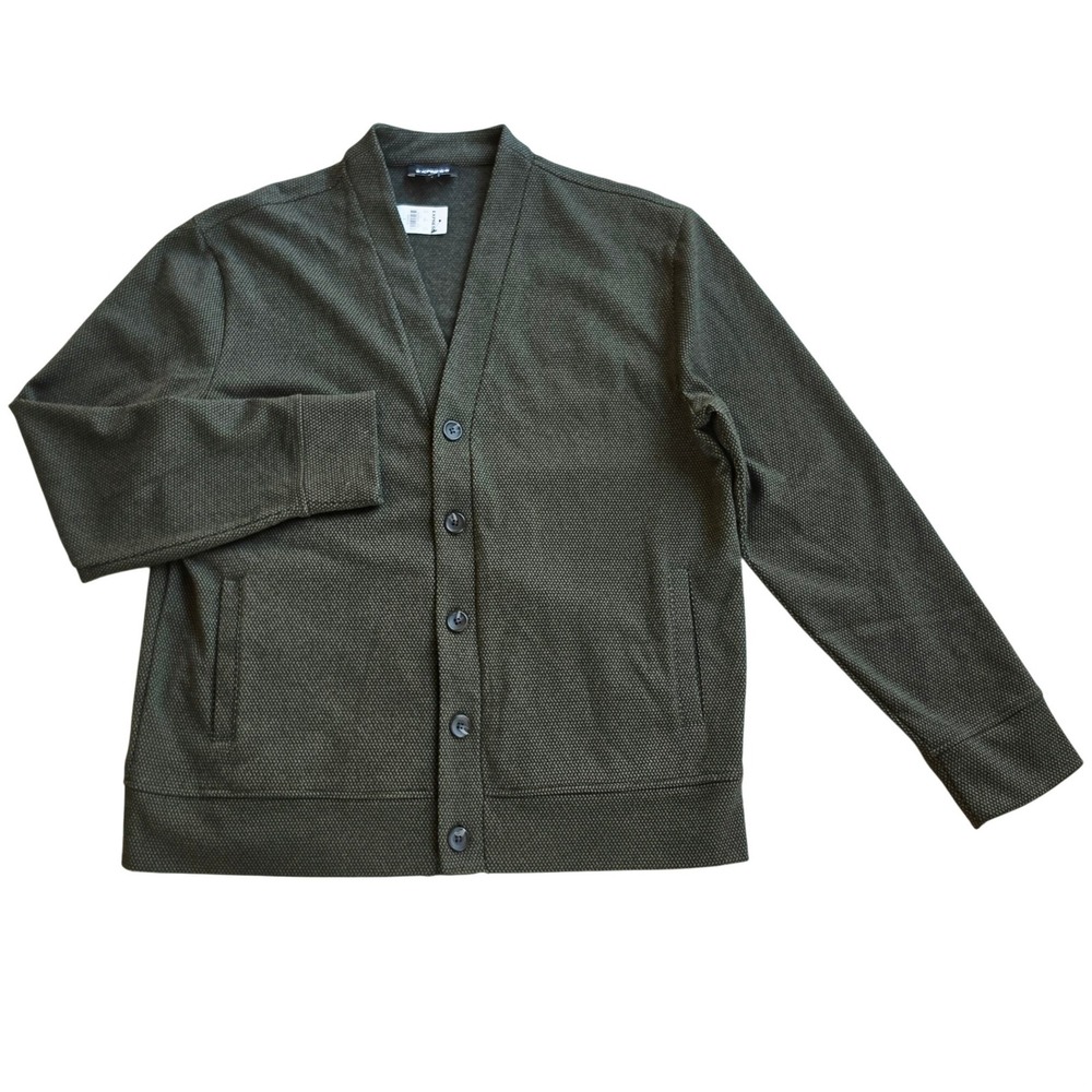 Express NWT Mens Olive Green Textured Button Front Cardigan Sweater Large